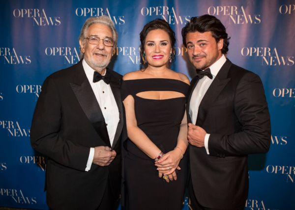Presenter  PlÃ¡cido  Domingo  with  honorees  Sonya  Yoncheva  and  Vittorio  Grigo Photo