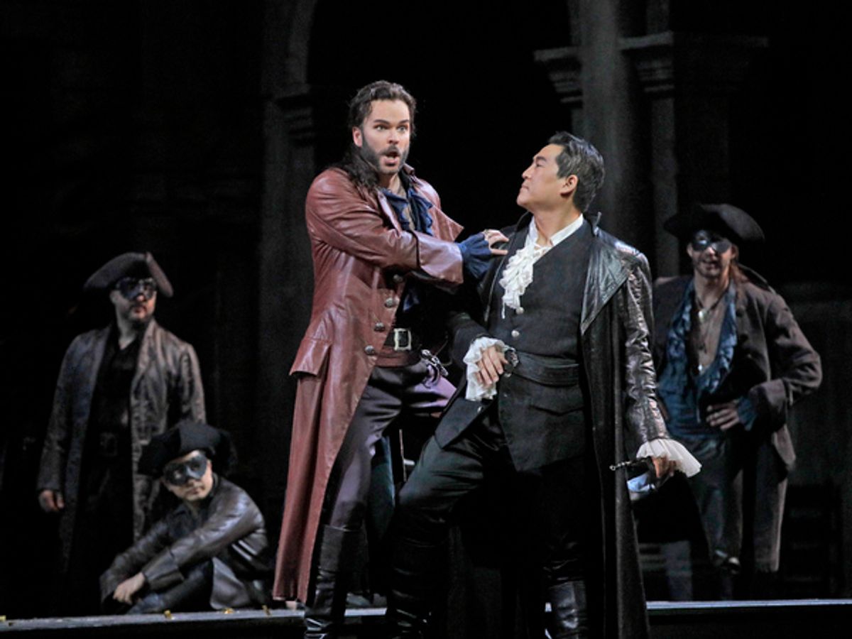 Joshua Hopkins as Mercutio and Andrea Shin as RomÃ©o in Gounod's RomÃ©o et Juliette. Photo by Ken Howard / Met Opera

 at 
