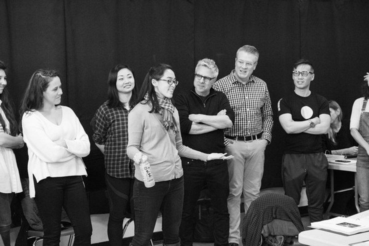 Taibi Magar (director), Lauren Yee (playwright), Neil Pepe (Artistic Director), Jeffory Lawson (Managing Director), and BD Wong at 