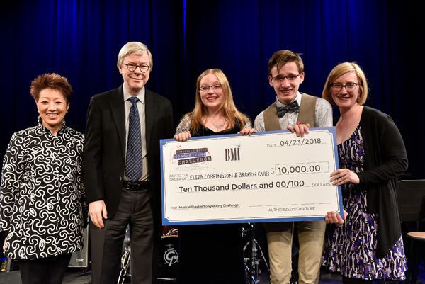 NEA Chairman Jane Chu, BMI VP Charlie Feldman, Second Place Finalists Eliza Corringto Photo