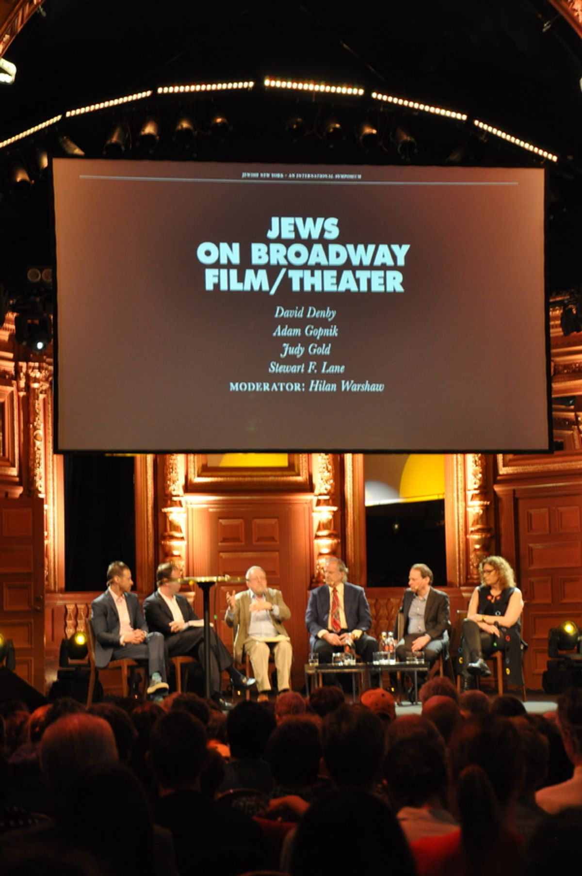 Jews on Broadway Panel_ Jody Rosen, Hilan Warhsaw, David Denby, Stewart F. Lane, Adam Gopnik, Judy Gold   at 