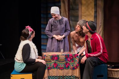 Margie Zarcone, Buket Gulbeyaz, chris and Jonathan Z. Cantor in The Book of Liz. Photo
