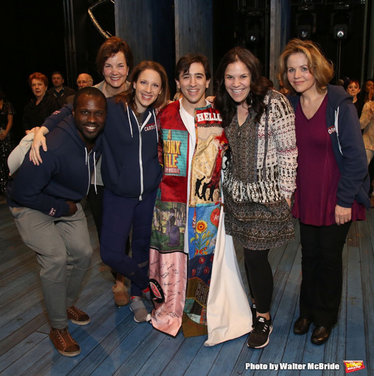 Jess Leprotto with Joshua Henry, Margaret Colin, Jessie Mueller, Lindsay Mendez and Renee Fleming at 