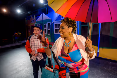 (from left) Alejandro Medina plays CJ and E. Faye Butler is Nana in Chicago Children® Photo