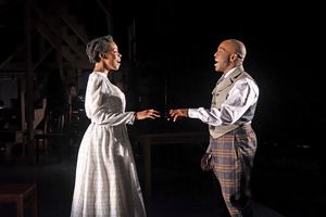 Mia Ellis as Sarah and Wilkie Ferguson III as Coalhouse Walker, Jr. Photo