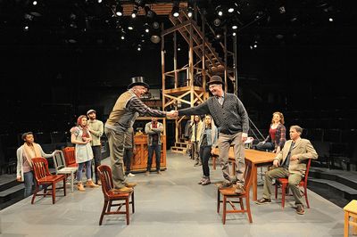 Fred Sullivan, Jr. as J.P. Morgan and Brian McEleney as Henry Ford and the cast of Ra Photo