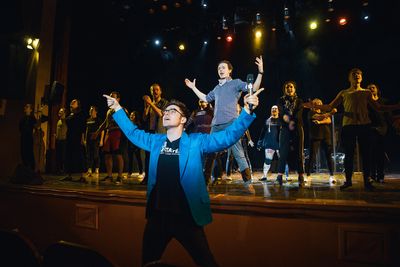 Tyler Hanes with Broadway Dreams Russia Students Photo