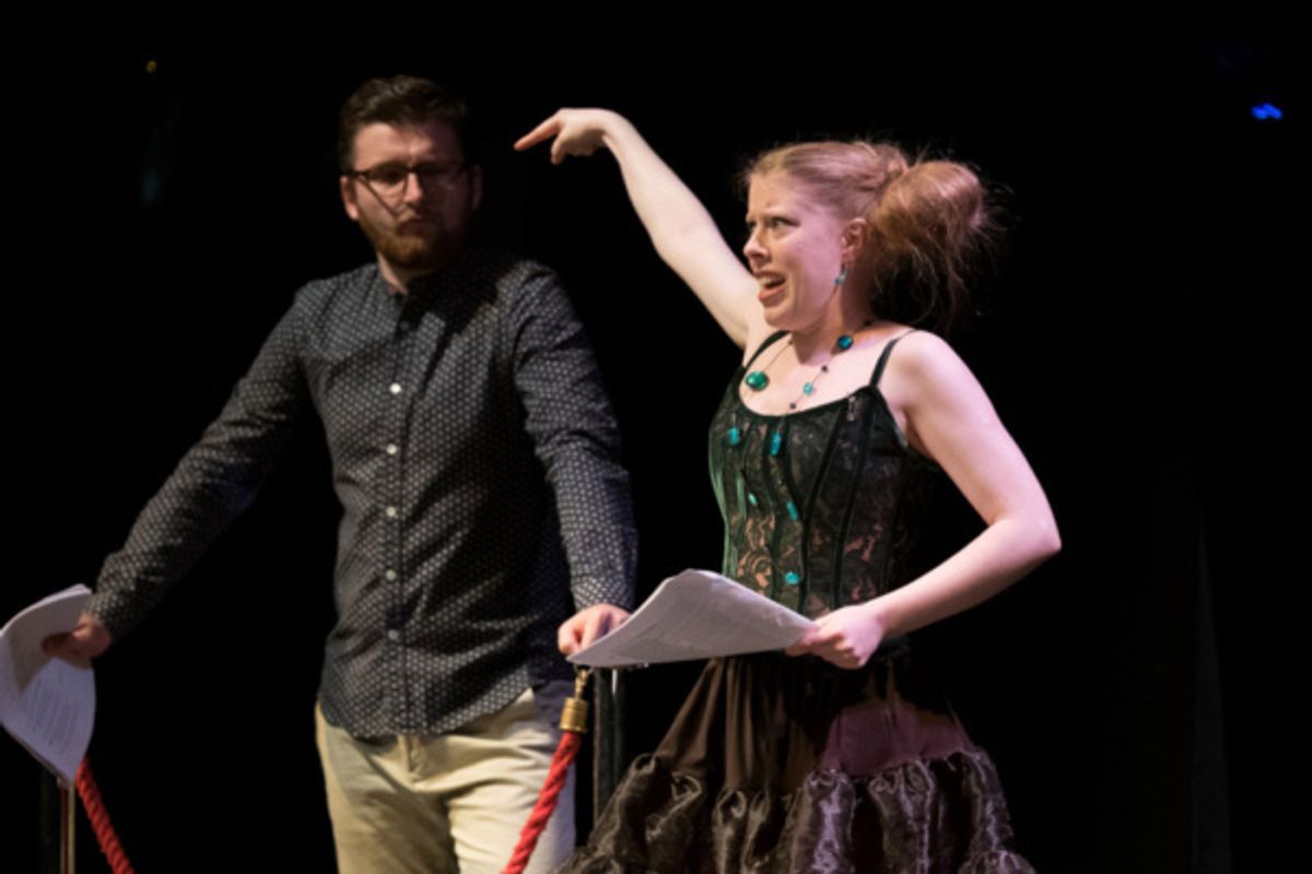 Joseph Richardson as PUCK and Rachel Fenwick as FAIRY 1 in THE UNFORTUNATE TRIAL OF ROBIN GOODFELLOW by James Haddrell
Directed by James Haddrell at 