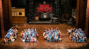 The Musical cast members, including Justin Collette and Alex Brightman (front row of second zero) form the number 1,000 on stage at the Winter Garden Theatre @ BroadwayWorld The Musical cast members, including Justin Collette and Alex Brightman (front row of Photo