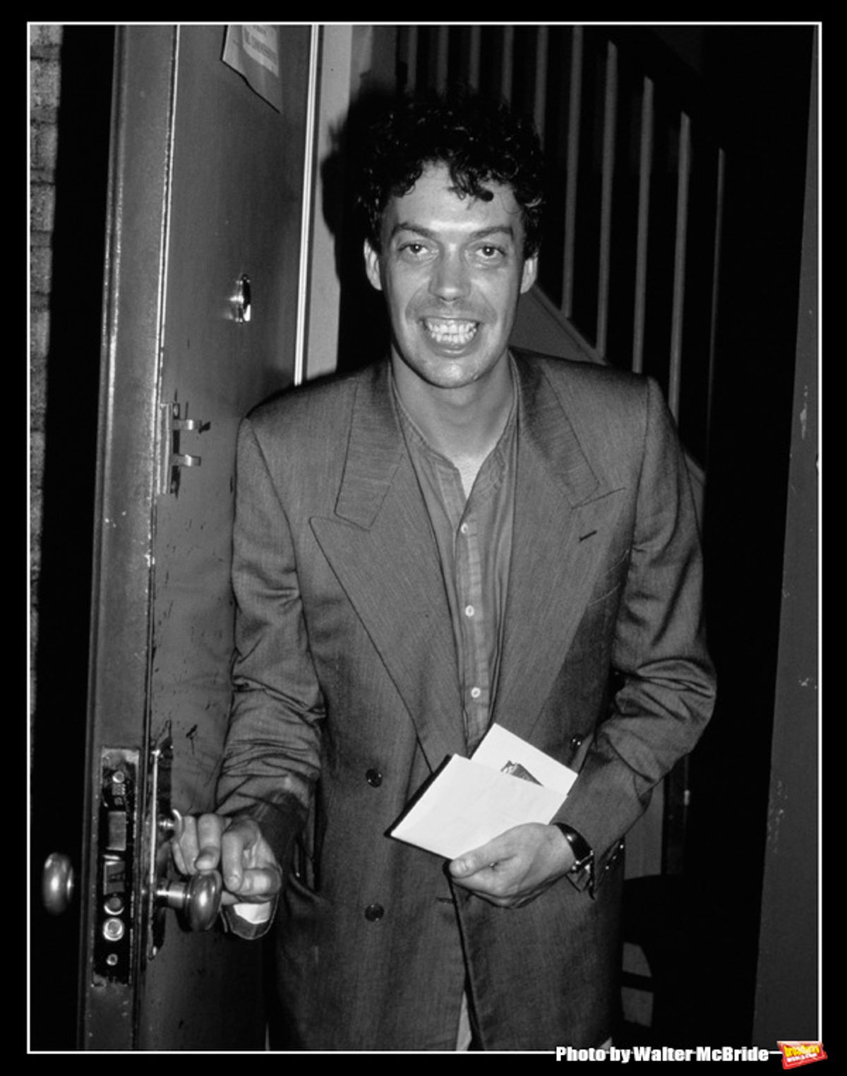 Tim Curry, starring in AMADEUS, leaving the stage door of the Broadhurst Theatre  in New York City on July 3, 1982.  at 