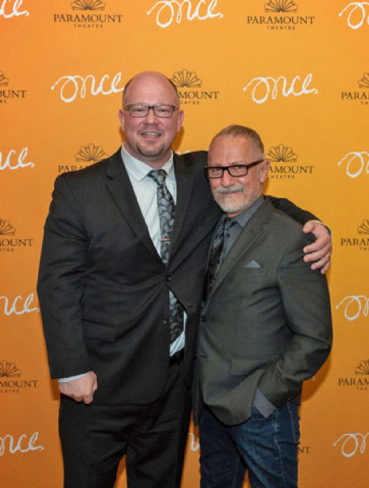 Paramount Theatre President and CEO Tim Rater with Artistic Director Jim Corti, director of Once at 