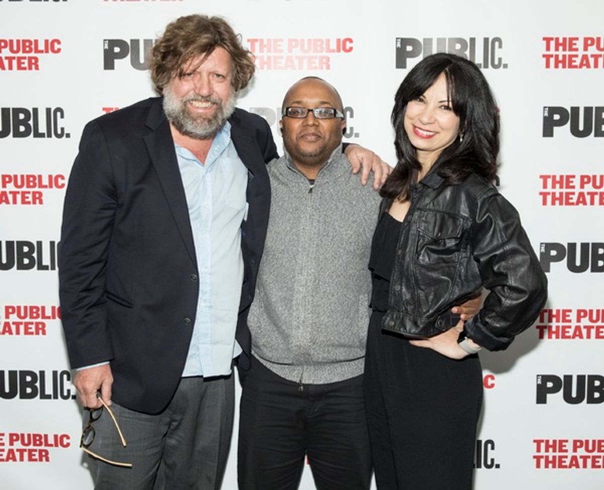 Public Theater Artistic Director Oskar Eustis, Director Robert Oâ€™Hara, and Director of Special Artistic Projects Stephanie Ybarra at 