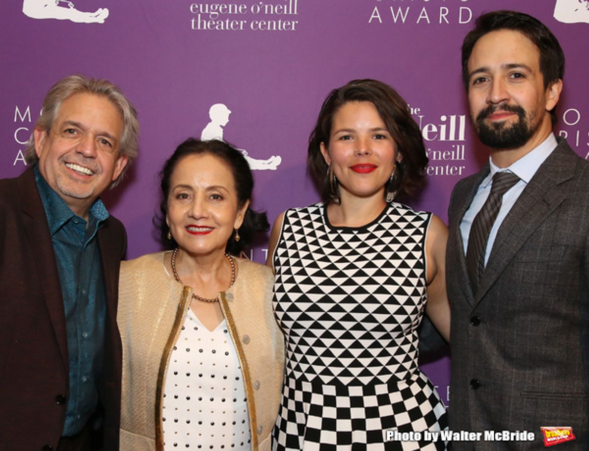Luis Miranda, Dr. Luz Miranda, Vanessa Nadal, and Lin-Manuel Miranda  at 