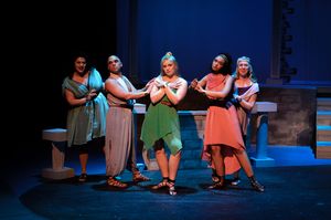 Jessica Robins as Melpomene, Joey Chapman as Terpsicore, Tori Konig as Erato, Ania Br Photo