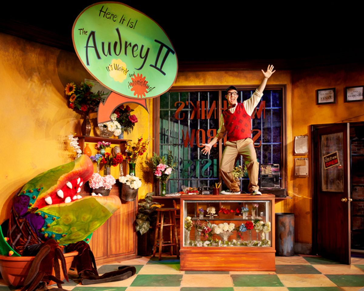 Bob Murrell (Seymour), Scott Sauber (Audrey II Puppeteer) & Bryan Demond Williams (Audrey II voice) at 