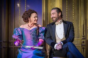 Frances Barber as Mrs Cheveley, Nathaniel Parker as Lord Chiltern Photo