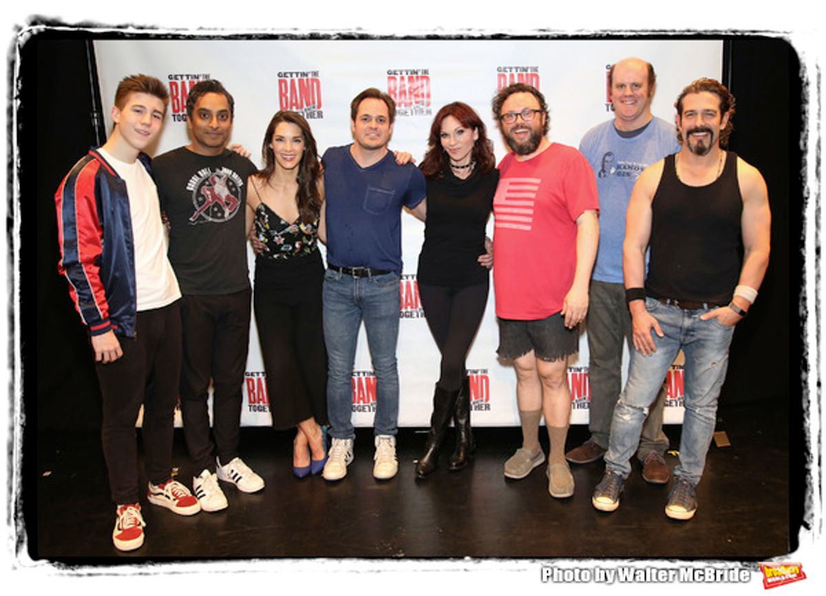 Sawyer Nunes, Nanu Narayan, Kelli Barrett, Mitchell Jarvis, Marilu Henner, Jay Klaitz, Paul Whitty attends the Meet and Greet for Broadway's 'Gettin' the Band Back Together' on May 4, 2018 at Manhattan Movement & Arts Center in New York City. at 
