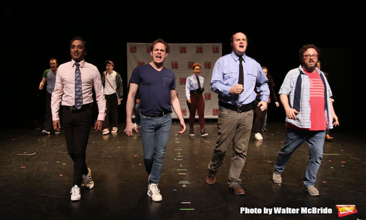 Manu Narayan, Mitchell Jarvis, Paul Whitty and Jay Klaitz  with cast  at 