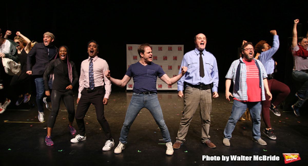 Manu Narayan, Mitchell Jarvis, Paul Whitty and Jay Klaitz  with cast  at 