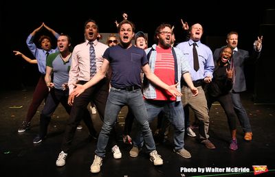 Manu Narayan, Mitchell Jarvis, Jay Klaitz and Paul Whitty with cast  Photo