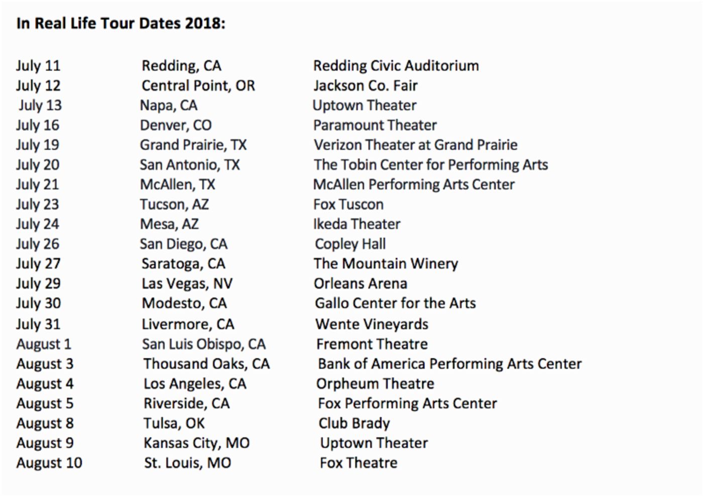 In Real Life Announces Tour Dates on American Idol Live! 2018  Image