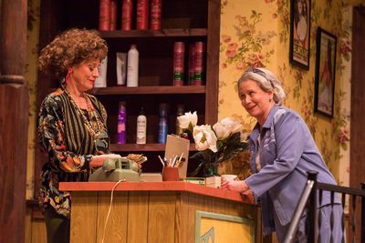 Brigitt Markusfeld (Truvy) and Eve Plumb (Clairee) in Geva Theatre Center's productio Photo