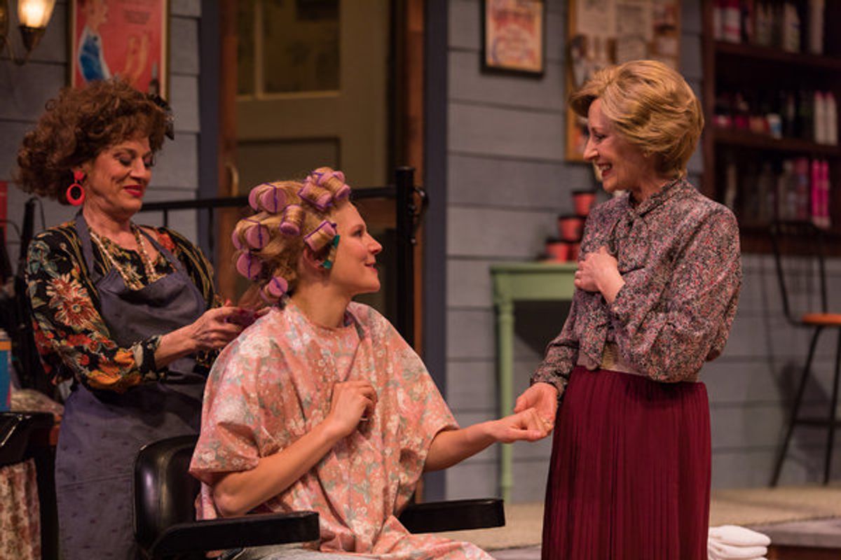 Brigitt Markusfeld (Truvy), Anna Crivelli (Shelby) and Elizabeth Ward Land (M'Lynn) in Geva Theatre Center's production of STEEL MAGNOLIAS. Photo by Goat Factory Media Entertainment. at 