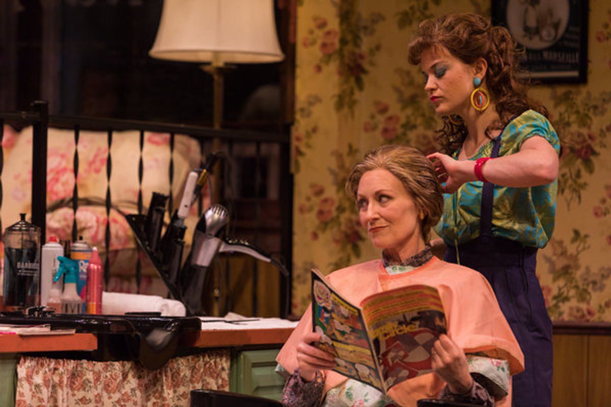 Elizabeth Ward Land (M'Lynn) and Becca Ballenger (Annelle) in Geva Theatre Center's production of STEEL MAGNOLIAS. Photo by Goat Factory Media Entertainment. at 