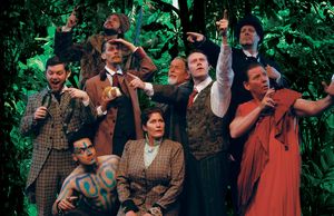 Back row L-R: Guy Wicke, Edward Kuffert
Middle row L-R: Jacob Fjare, Erik Pearson, Bob Sanders, Nate Strain, Scott Phelps
Front row L-R: Frank Gasparro, Elizabeth Rude
Photo by Matt Kurr @ BroadwayWorld Back row L-R: Guy Wicke, Edward Kuffert
Middle row L-R: Jacob Fjare, Erik Pearson, Bo Photo