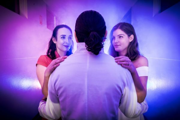 Georgia Ellis as Lucy, Rachel Hertz as Emma and Stuart Oliver as Dr Jekyll & Mr Hyde. Photo