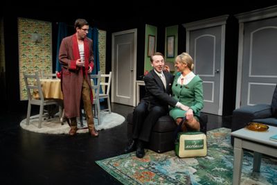 Billy Nugent, Benjamin Lee Stanford, and Prather Rehm in Boeing Boeing. Photo