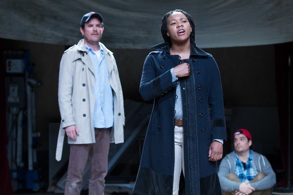 Joan (Dria Brown) informs Dunois, Bastard of OrlÃ©ans (Eric Tucker) that their sold Photo