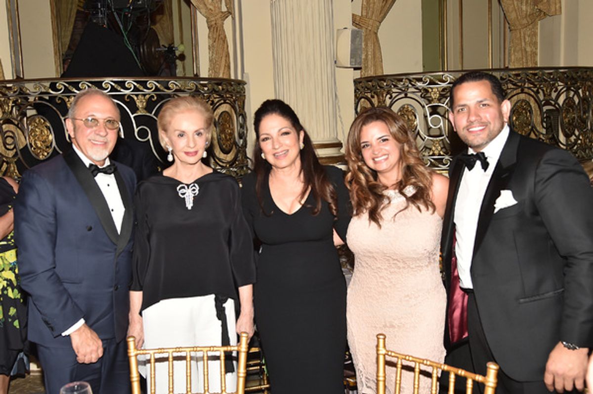 Emilio Estefan, Carolina Herrera, Gisell Torres, Marcos Torres and Gloria Estefan at 