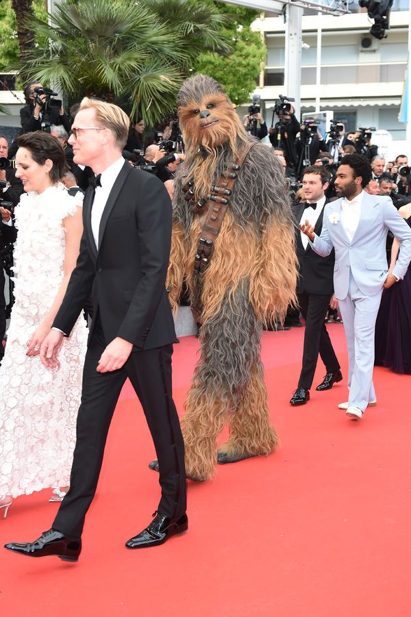Phoebe Waller-Bridge, actor Paul Bettany, Chewbacca, actors Donald Glover and Alden E Photo