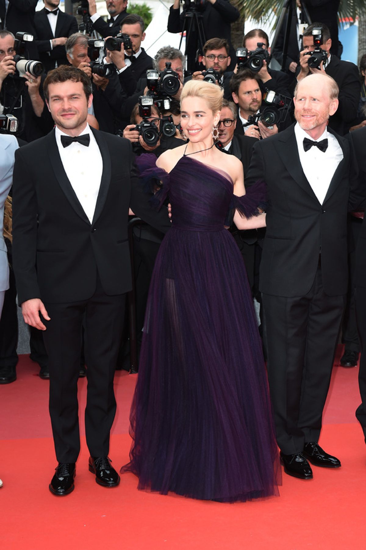 Alden Ehrenreich;Emilia Clarke;Ron Howard at 