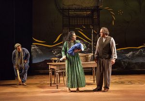 (from left) Denmo Ibrahim as Mariam, Nadine Malouf as Laila, and Haysam Kadri as Rash Photo