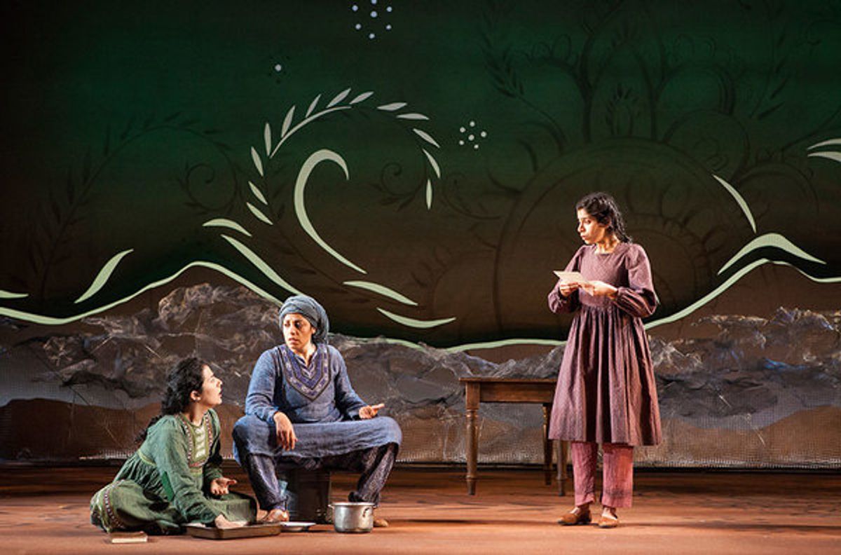 (from left) Nadine Malouf as Laila, Denmo Ibrahim as Mariam, and Nikita Tewani as Aziza at 