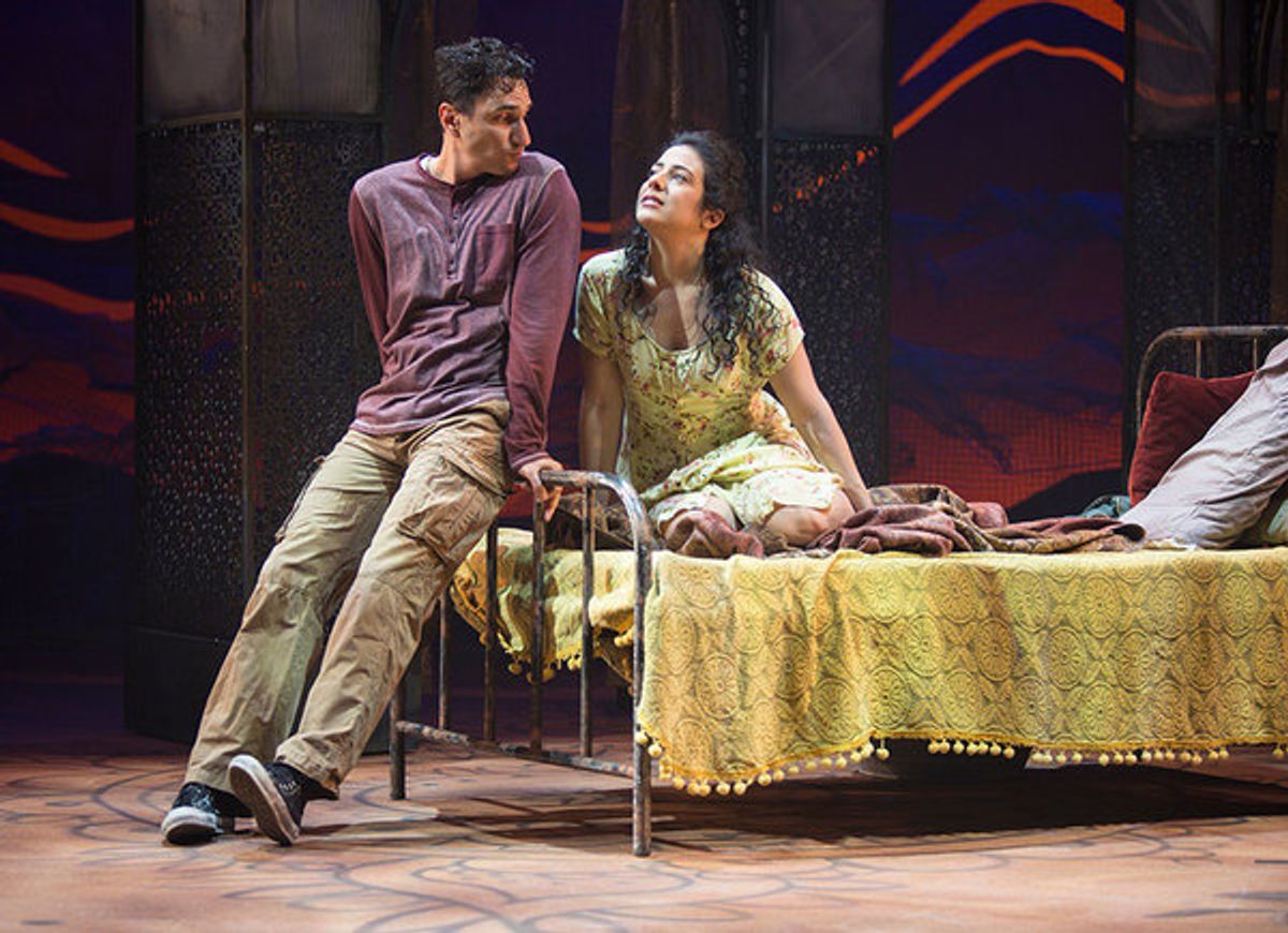 (from left) Antoine Yared as Tariq and Nadine Malouf as Laila at 