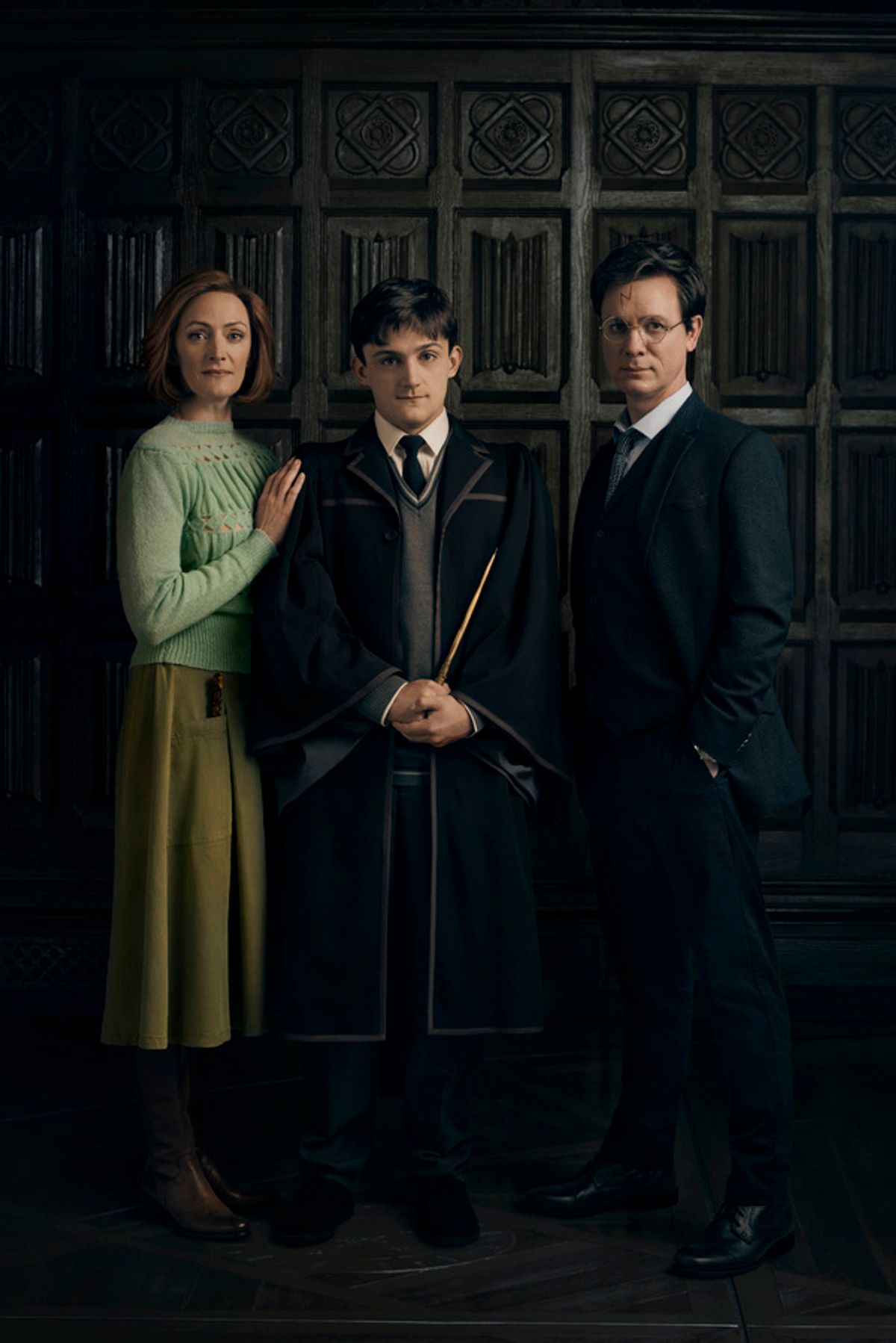 Susie Trayling (Ginny Potter), Joe Idris-Roberts (Albus Potter) and Jamie Ballard (Harry Potter) at 