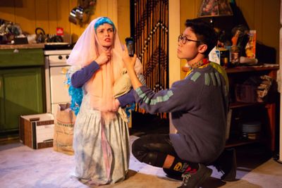 Reyna de Courcy and Samuel Im in the hollower at New Light Theater Project at Access  Photo