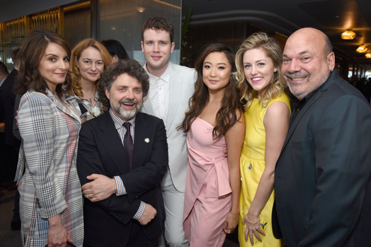 Tina Fey, Nell Benjamin, Jeff Richmond, Grey Henson, Ashley Park, Taylor Louderman, and Casey Nicholaw  at 