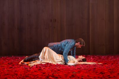 Nick Fitzer as Lancelot du Lac and Alexandra Silber as Guenevere in Lerner & Loeweâ® Photo