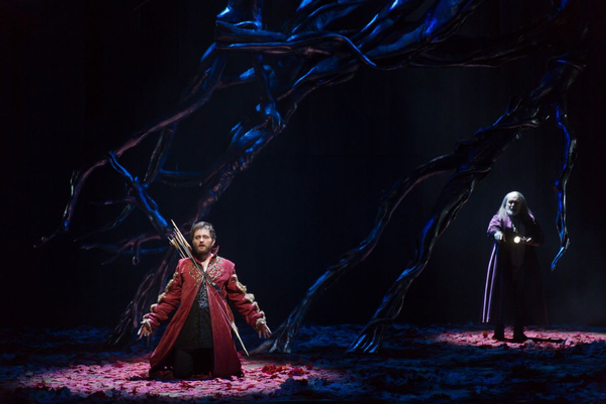 Ken Clark as King Arthur and Ted van Griethuysen as Merlyn in Lerner & Loeweâ€™s Camelot at 