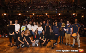 MC Host Justin Dine Bryant with student performers @ BroadwayWorld MC Host Justin Dine Bryant with student performers Photo