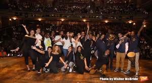 MC Host Justin Dine Bryant with student performers @ BroadwayWorld MC Host Justin Dine Bryant with student performers Photo