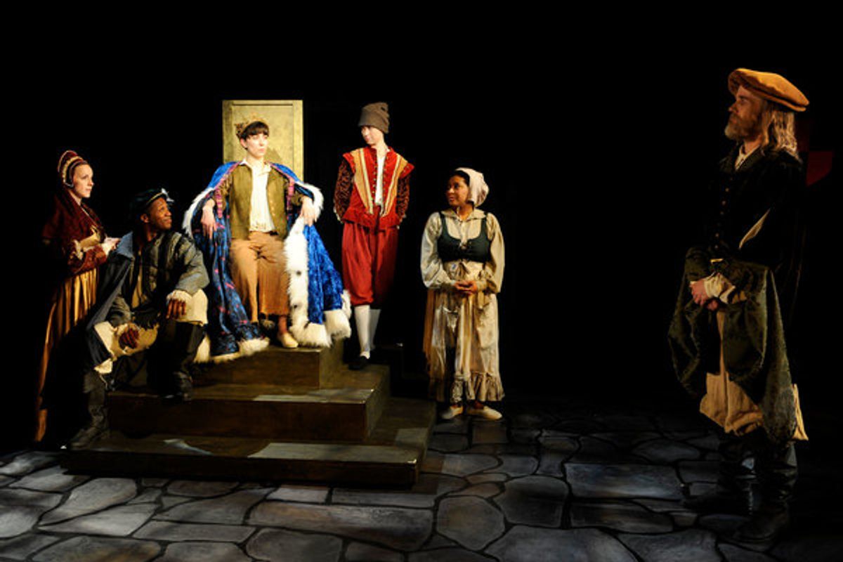 Mattie Hawkinson (as Lady Edith), Steven Wright (as Miles Hendon), Meg Rumsey-Lasersohn (as Edward), Emily Dale White (as Tom), Tai Verley (as Joan Canty), John Basiulis (as Lord Hertford). at 