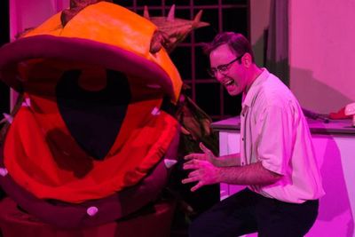 (L to R) ERIC CLAUSELL / JAMES WREDE (Audrey II) and NICLAS OLSON (Seymour) from the  Photo