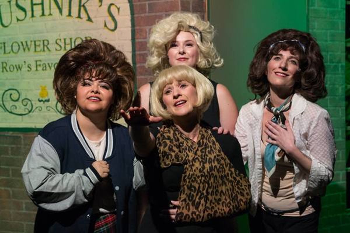 (L to R)  TONI NICOLE BRIDGES (Crystal), BRITTANY GRIFFINS (Ronette) and JOELLE CRAFT (Chiffon) as 'The Doo Wop Girls' from the Lakewood Playhouse Production of 'LITTLE SHOP OF HORRORS'
 at 