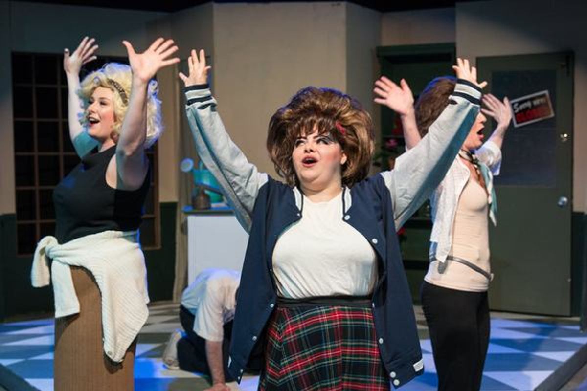 (L to R)  BRITTANY GRIFFINS (Ronette), TONI NICOLE BRIDGES (Crystal) and JOELLE CRAFT (Chiffon) as 'The Doo Wop Girls' from the Lakewood Playhouse Production of 'LITTLE SHOP OF HORRORS'
 at 