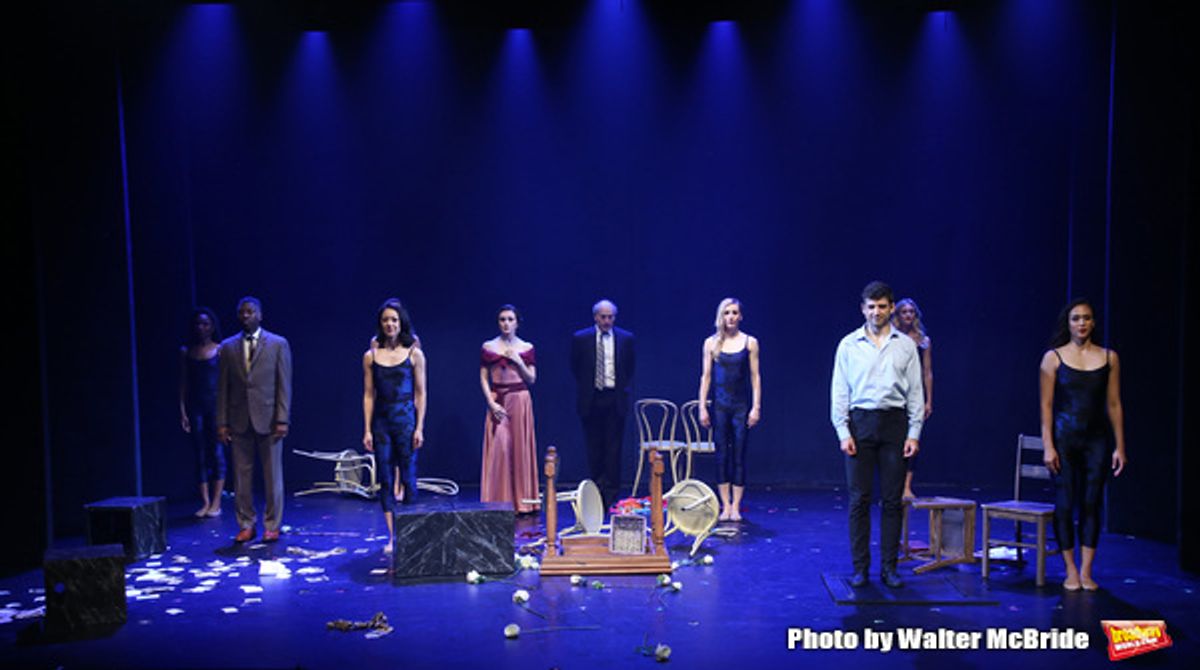 Teagle F. Bougere, Irina Dvorovenko, Peter Friedman and Tony Yazbeck with cast at 